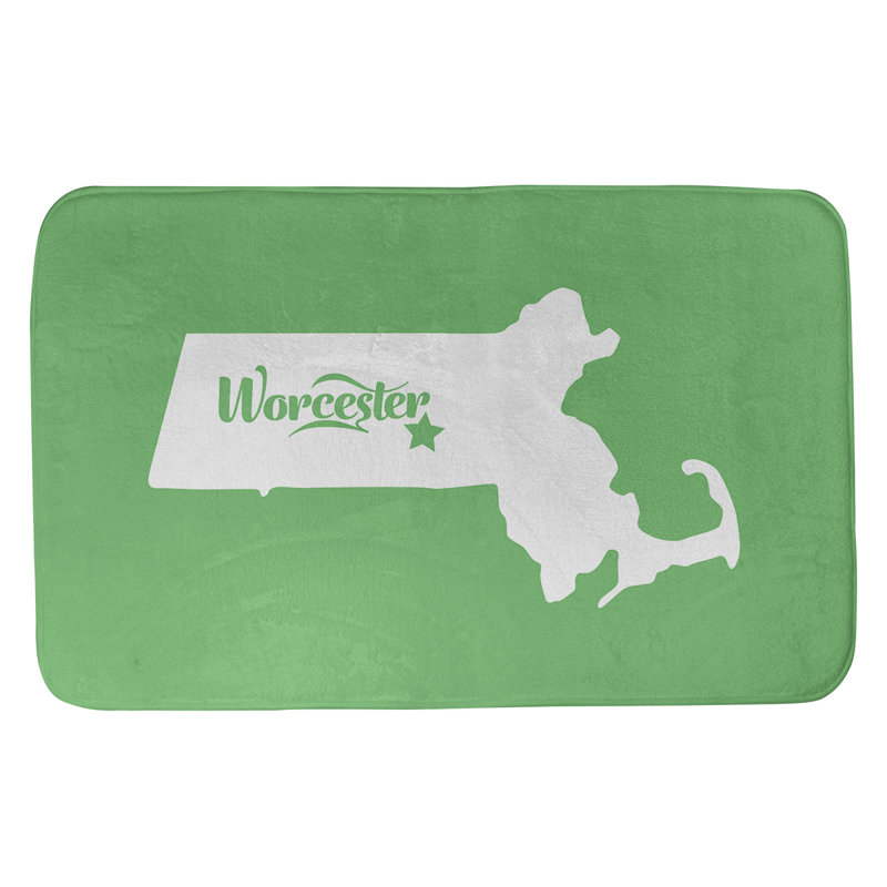 Tapis rectangulaire antidérapant pour salle de bain, L 17 po x L 21 po, Vert, Worcester, Massachusetts