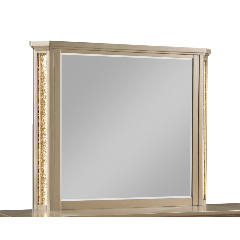 Miroir de commode carré en bois manufacturé à DEL Coutee