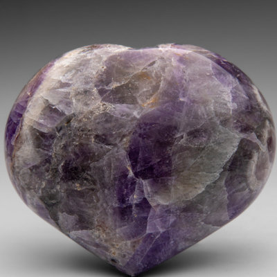 Genuine Polished Chevron Amethyst Heart