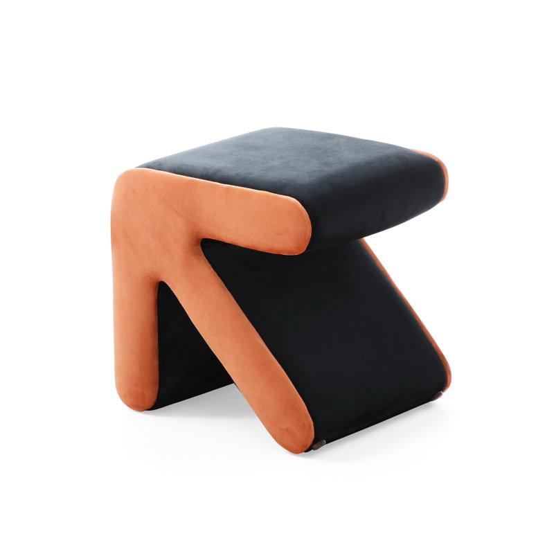 Modern Upholstered Velvet Stool - Stool, Shoe Bench, Footrest, Black Portable, Black