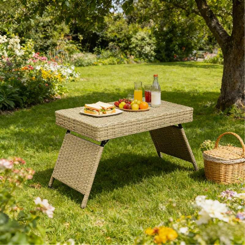 Table portative pliante en osier, gris, Gris