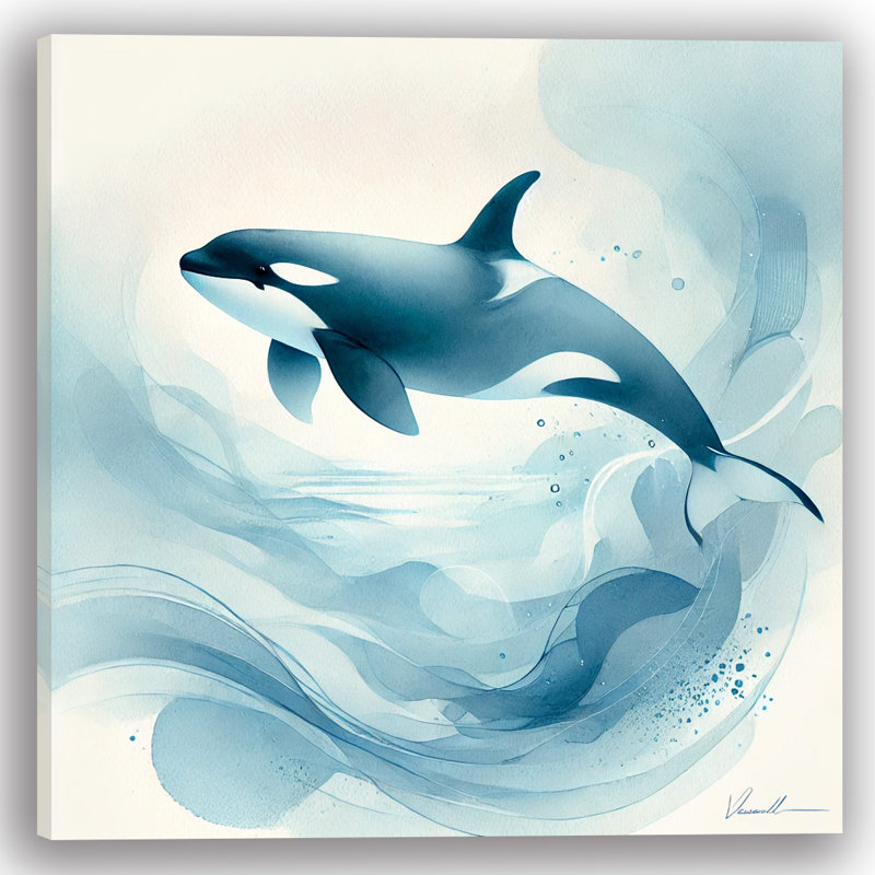 Art mural majestueux sur toile tendue Orca, H 12 po x l 12 po