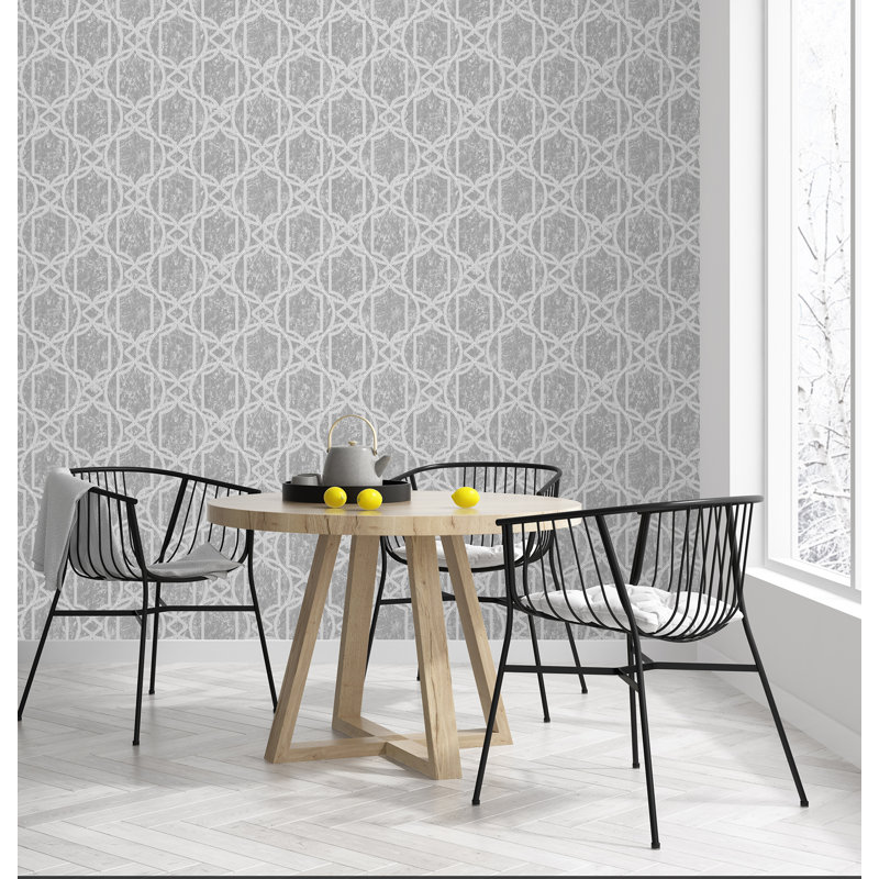 Tranquility Geometric Vinyl Wallpaper Roll, Charcoal