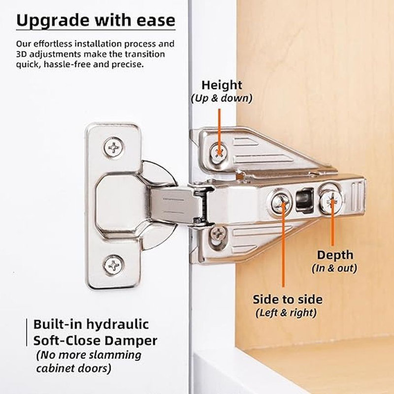 Stainless Steel Soft Close Cabinet Hinges with Screws