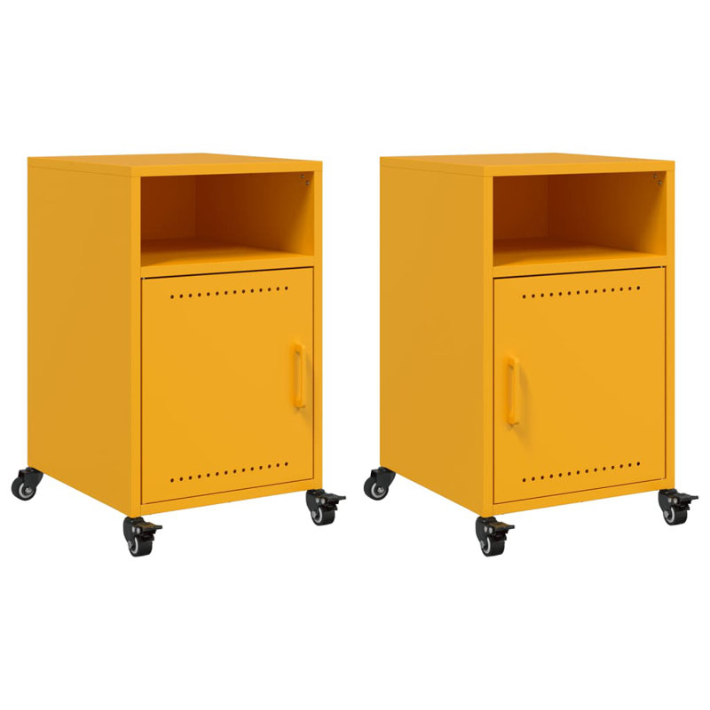 Quammen 36cm W Steel Bedside Table, Mustard Yellow