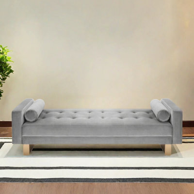 Velvet Upholstered Steel Bench Wide Comfort