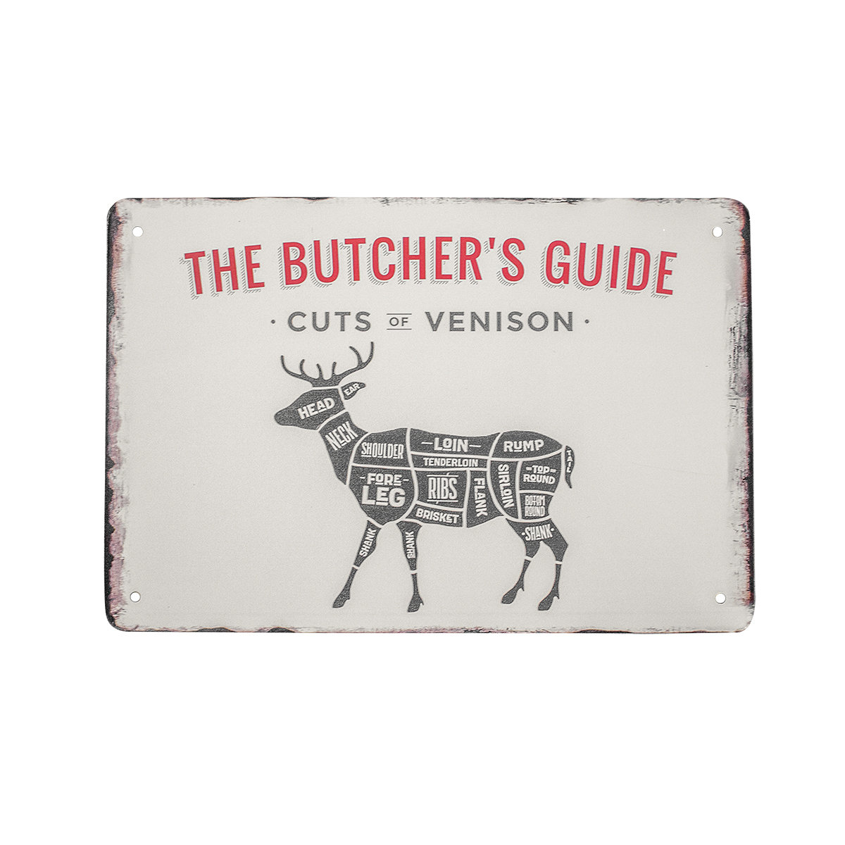 Retro Metal Cuts Venison Butcher Guide Wall Sign Man Cave Bar Restaurant Decor