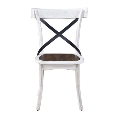 [Ensemble de 2] Chaises de ferme rustiques avec dossier en X en métal, structure en bois massif, chaises d'appoint de cuisine rétro