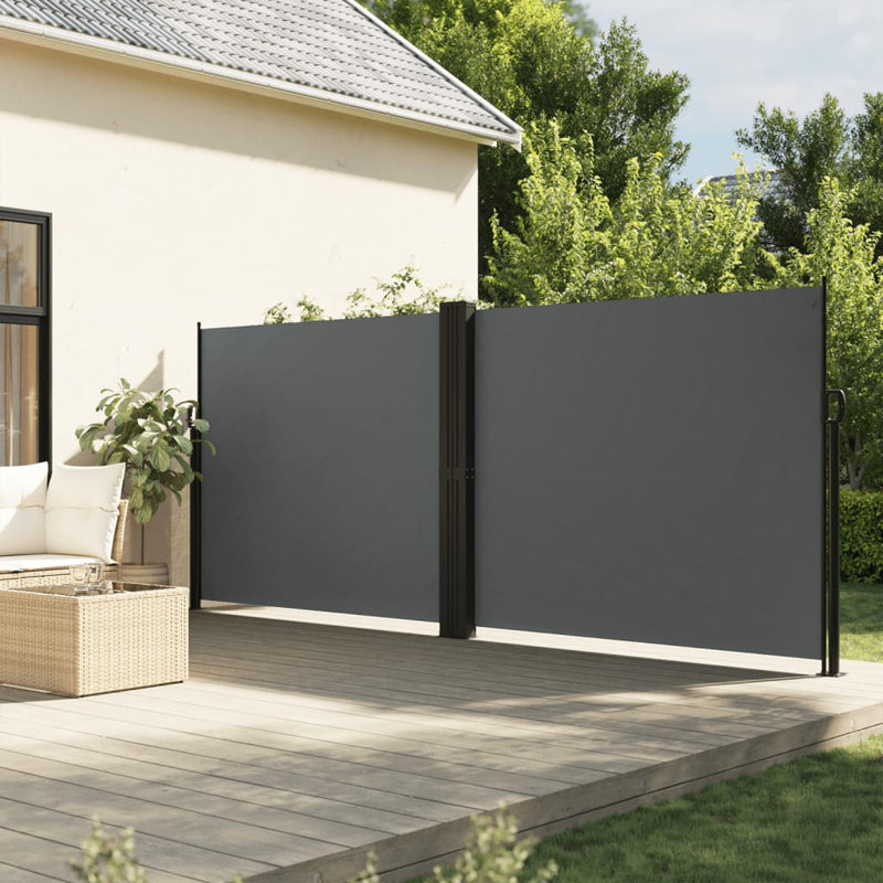 vidaXL Retractable Side Awning Sun Shade Privacy Screen Outdoor Patio Garden, 70.9" H x 472.4" W, Anthracite