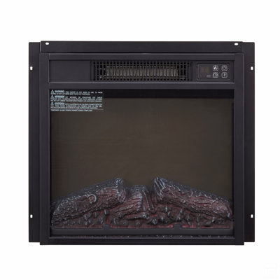 Foyer électrique encastrable 18 po 1400 W 120 V, équipé d'une télécommande, d'un radiateur ultra-mince avec ensemble de bûches et d'une flamme réaliste