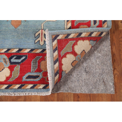 Handmade Blue Kazak Living Room Rug