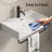 Small Wall-Mounted Bathroom Vessel Sink with Towel Rack and Faucet Hole