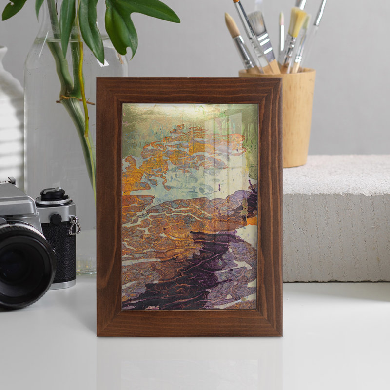 Paysage de Monet VII sur papier, H 6 po x l 4 po x P 1 po, Châtaigne