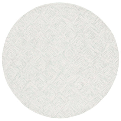 Borreri Hand Tufted Wool/Cotton Geometric Rug in Gray/Turquoise