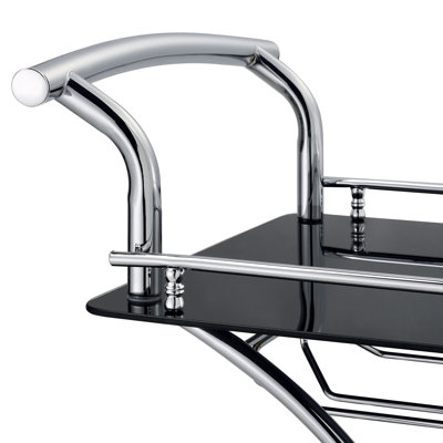 , 2, Black And , Glass Shelf, Bar Cart, Contemporary Dining Setup, Smooth Caster Metal Finish, Space, Functionality, Style