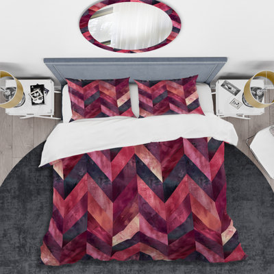 Magenta Chevron Glam II - Ensemble de housse de couette transitionnel