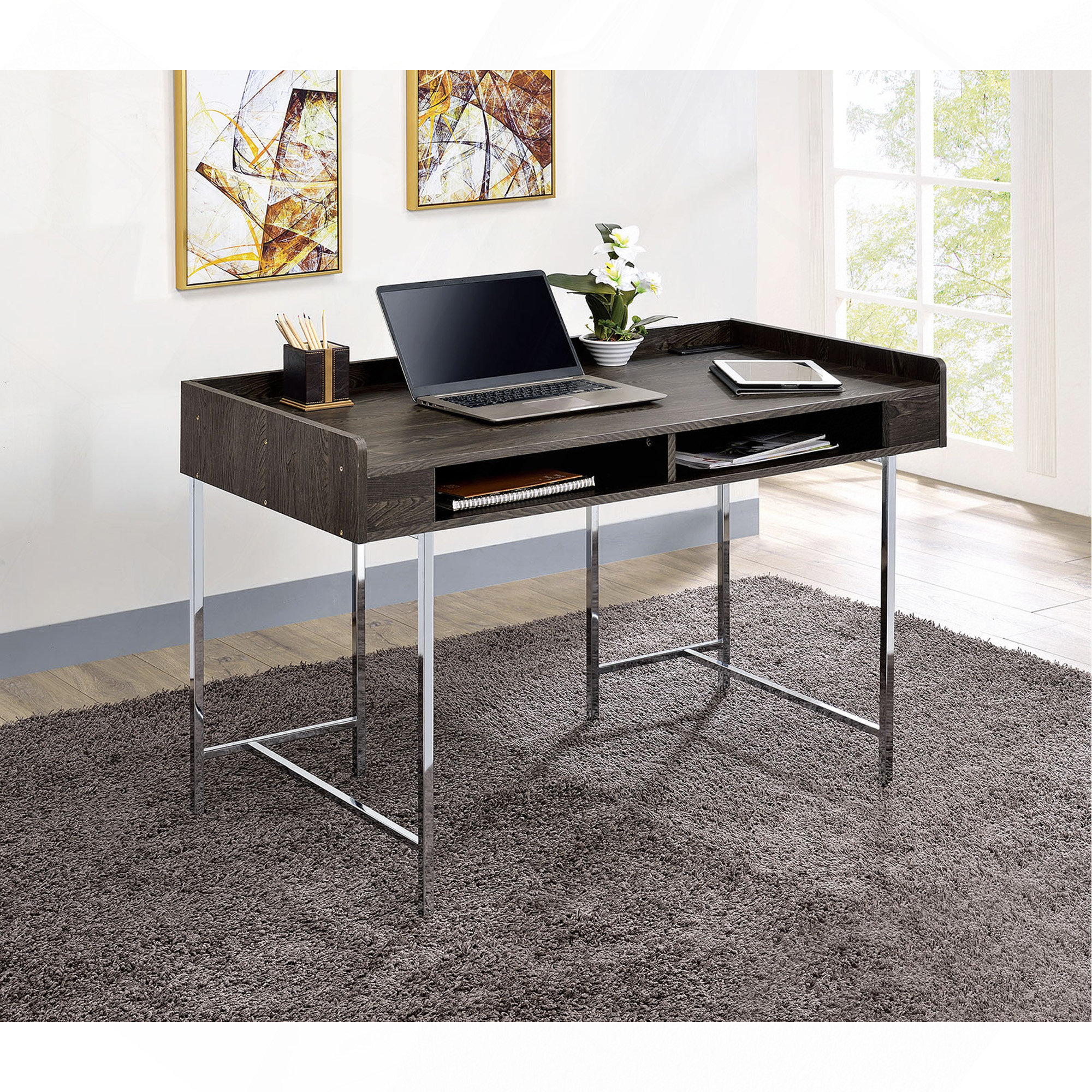 Latitude Run® Modern Contemporary USB Supported Computer Desk With ...