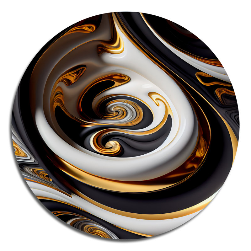 Liquide blanc vitrail VI - abstrait spirales abstraites sur métal, L 23 po x H 23 po