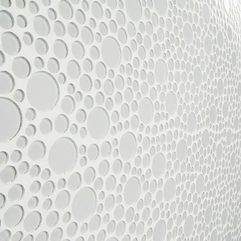 Spa Super White Circles Glass Tiles