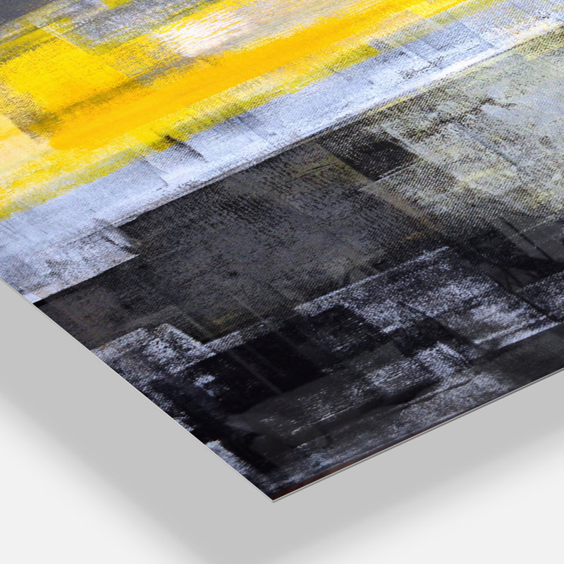Gris et jaune flou abstrait - horloge murale moderne, H 32 po x l 24 po x P 1 po