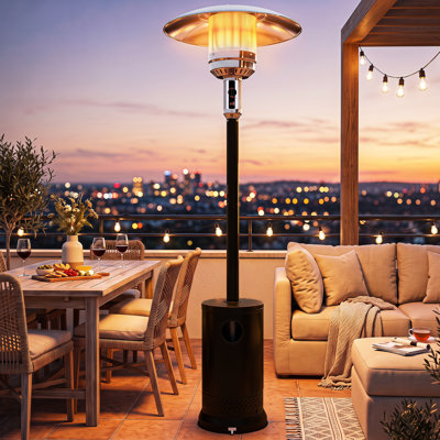 50000 BTU Propane Gas Patio Heater, 81" Tall Outdoor Heater with Wheels & Round Table