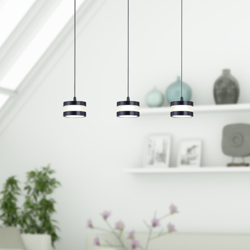 Karter 3 - Light Cluster Pendant, 2" H x 20" W x 5" D, Black