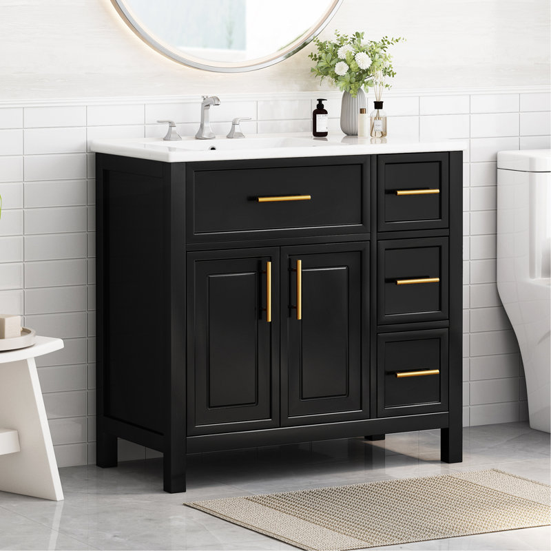 Meuble-lavabo élégant avec lavabo, rangement spacieux et design moderne pour un espace de salle de bain fonctionnel et élégant.