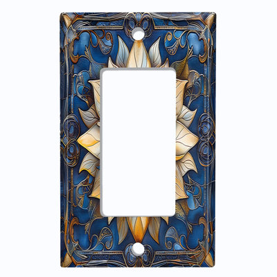Couvercle de plaque d'interrupteur en métal; Fauteuil à bascule GFI de taille standard US 1 bande - impression de vitrail fleur blanche