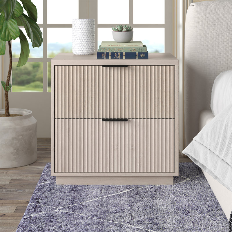 Mayler 23.63cm W Manufactured Wood Bedside Table, White 