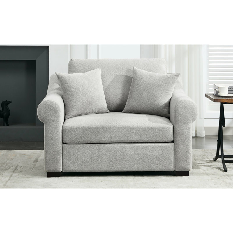 Fauteuil surdimensionné en chenille gris et luxueux, Gris clair