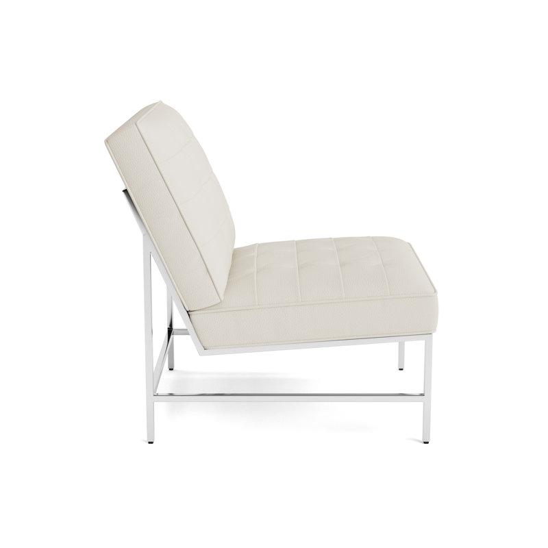 Major Leather Chair, Polished Stainless Steel, Greenwich Performance Leather - Cream