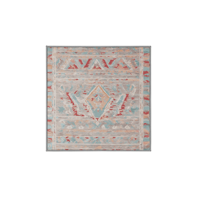 Tapis gris lavable à la machine, Carré 8 pi