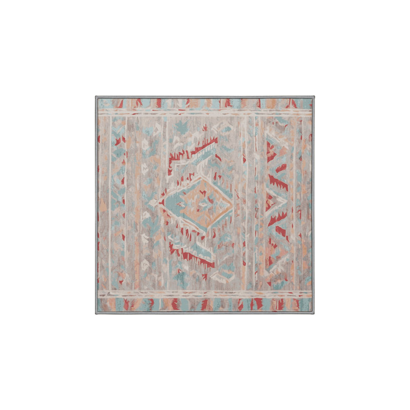 Tapis gris lavable à la machine, Carré 4 pi