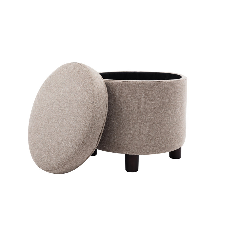 Amoret Upholstered Ottoman, Light Brown Basketweave
