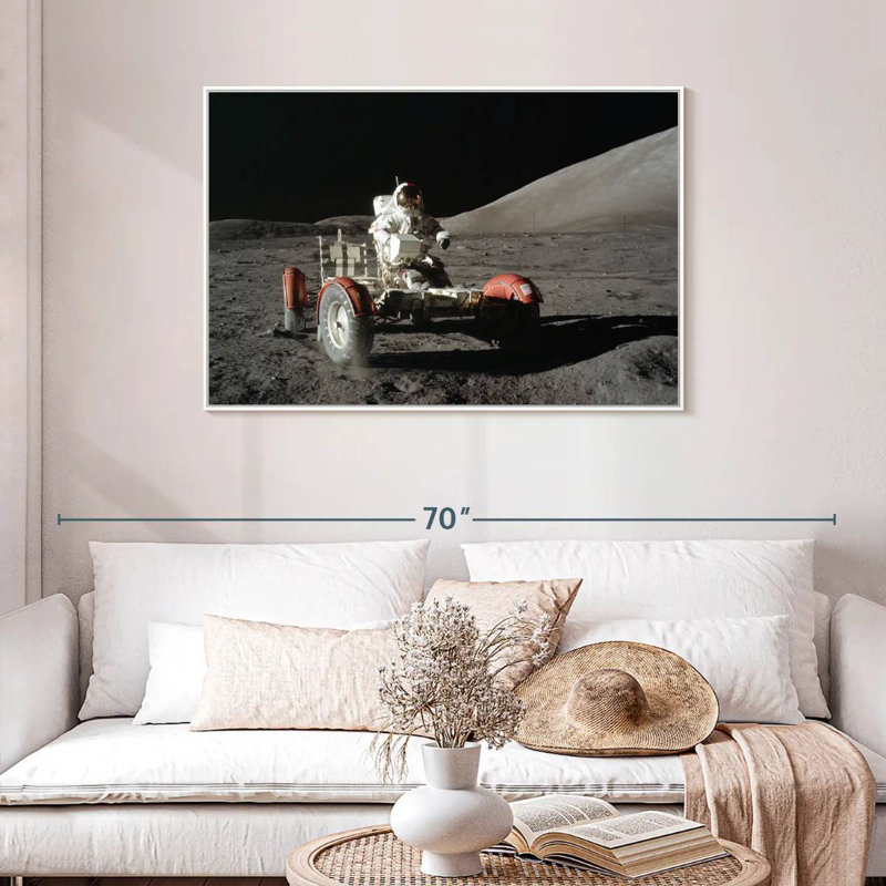 Atterrissage lunaire Apollo 17, Cadre flottant blanc, 43 po x 29 po