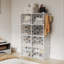 Range-chaussures extensible à 8 niveaux avec portes - Armoire de rangement modulaire en plastique, peu encombrante, détachable, peut contenir 32 paires, pour vestibule, couloir, chambre à coucher, placard, blanc-1459321517
