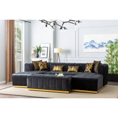 132 " Velvet U-Shaped Corner Sectional