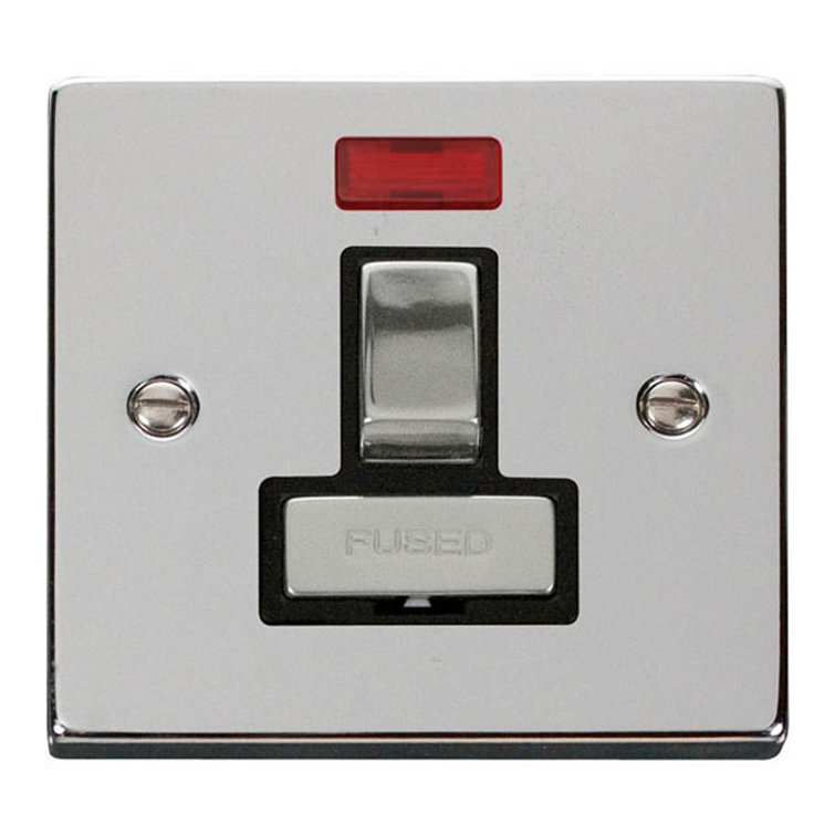 Polished Chrome 13A Fused Ingot Connection Unit Switched With Neon