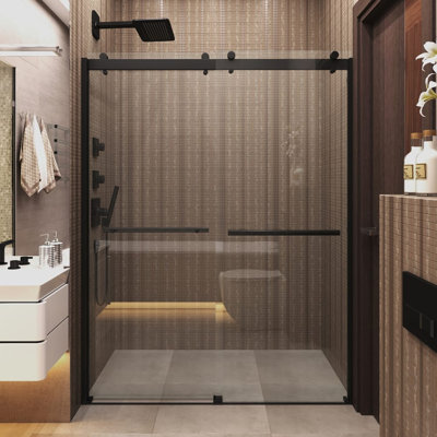  Mara 56 - 60 x 64" Frameless Bypass Sliding Bathtub Door 3/8" Clear Tempered Glass