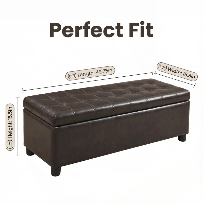 Repose-pieds avec rangement, banc de rangement, banc de chambre d'entrée capitonné, Brown, Brown