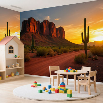Papier peint adhésif auto-adhésif American Desert Sunset Mountain