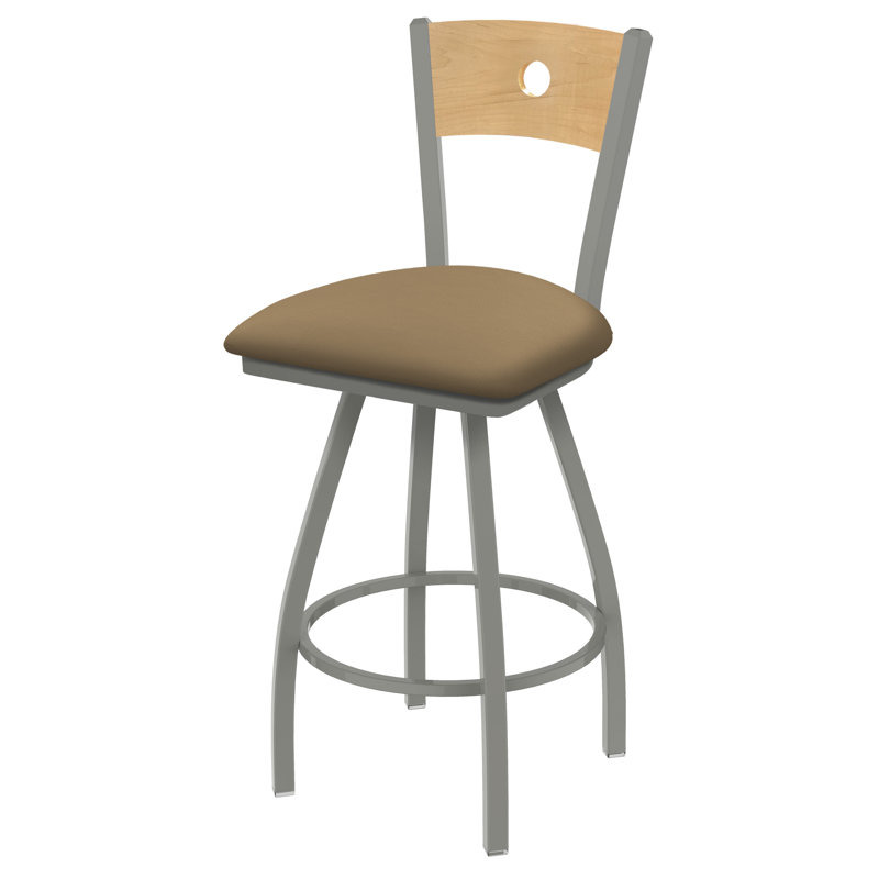 Tabouret pivotant Voltaire, 25, Nickel anodisé, Siège Canter Sand / finition érable naturel