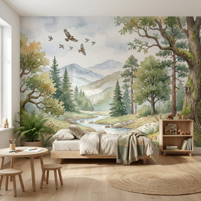 Papier peint nature aquarelle
