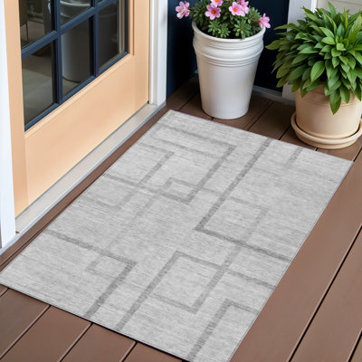 Tapis extérieur lavable gris anthracite et argent 3 pi x 5 pi