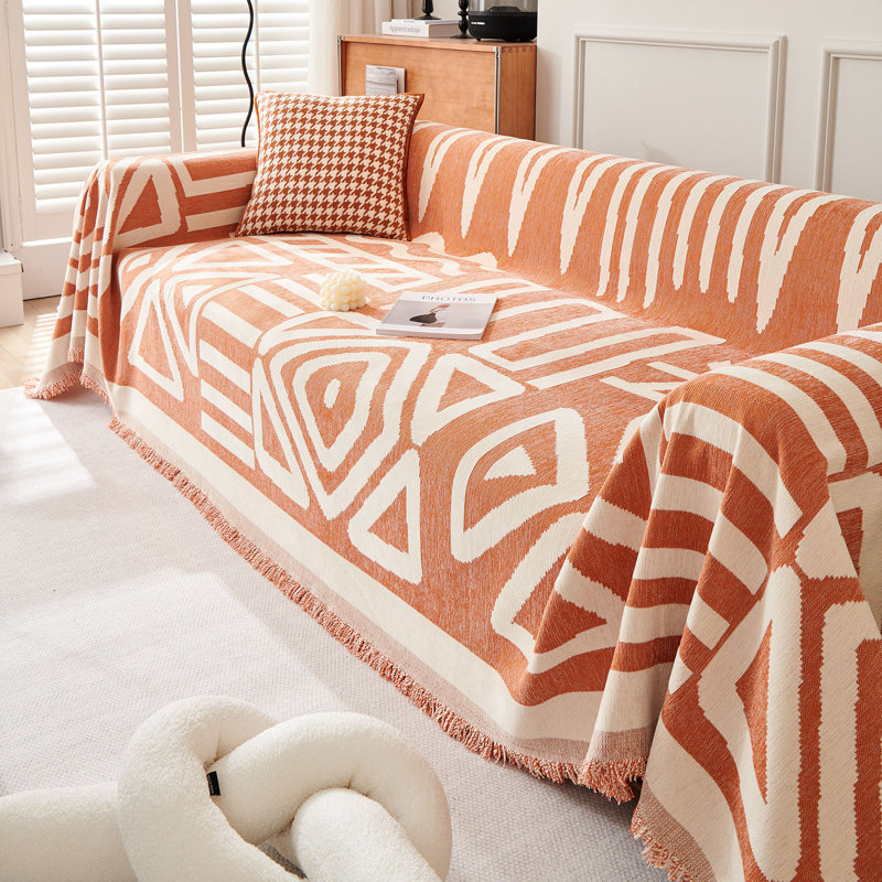 Housse pour canapé modulaire Boho Chenille, Orange, H 91 po x l 118 po x P 0,2 po