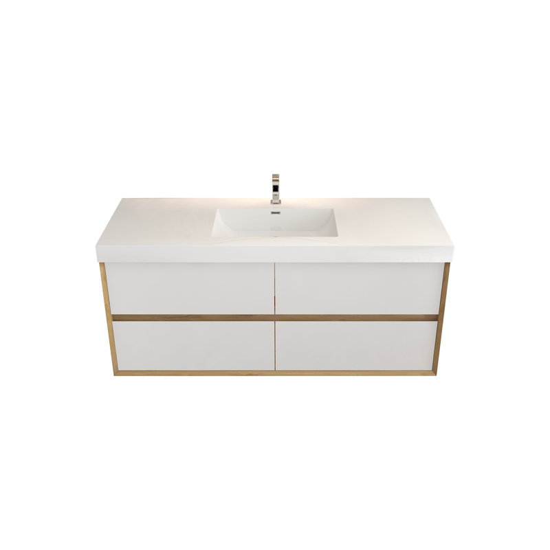 Ensemble de meuble-lavabo simple 59 po, Blanc brillant