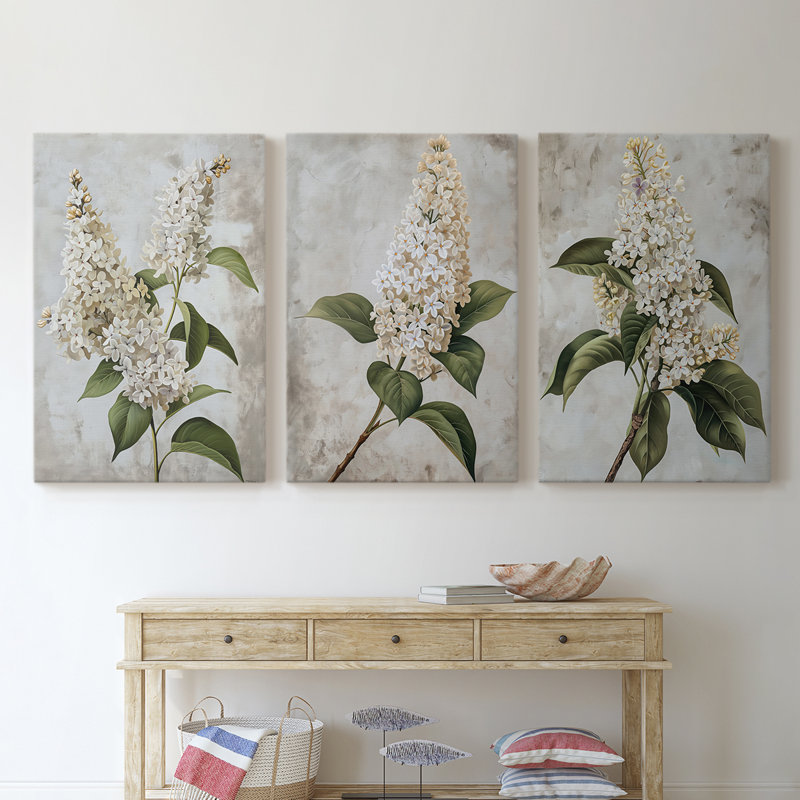 Ensemble de 3 toiles tendues avec châssis Floral Series Series Lxxxvii, H 12 po x l 8 po