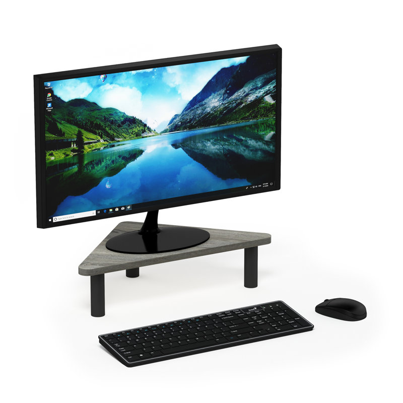 Mazelina Manufactured Wood Monitor Stand, French Oak Grey