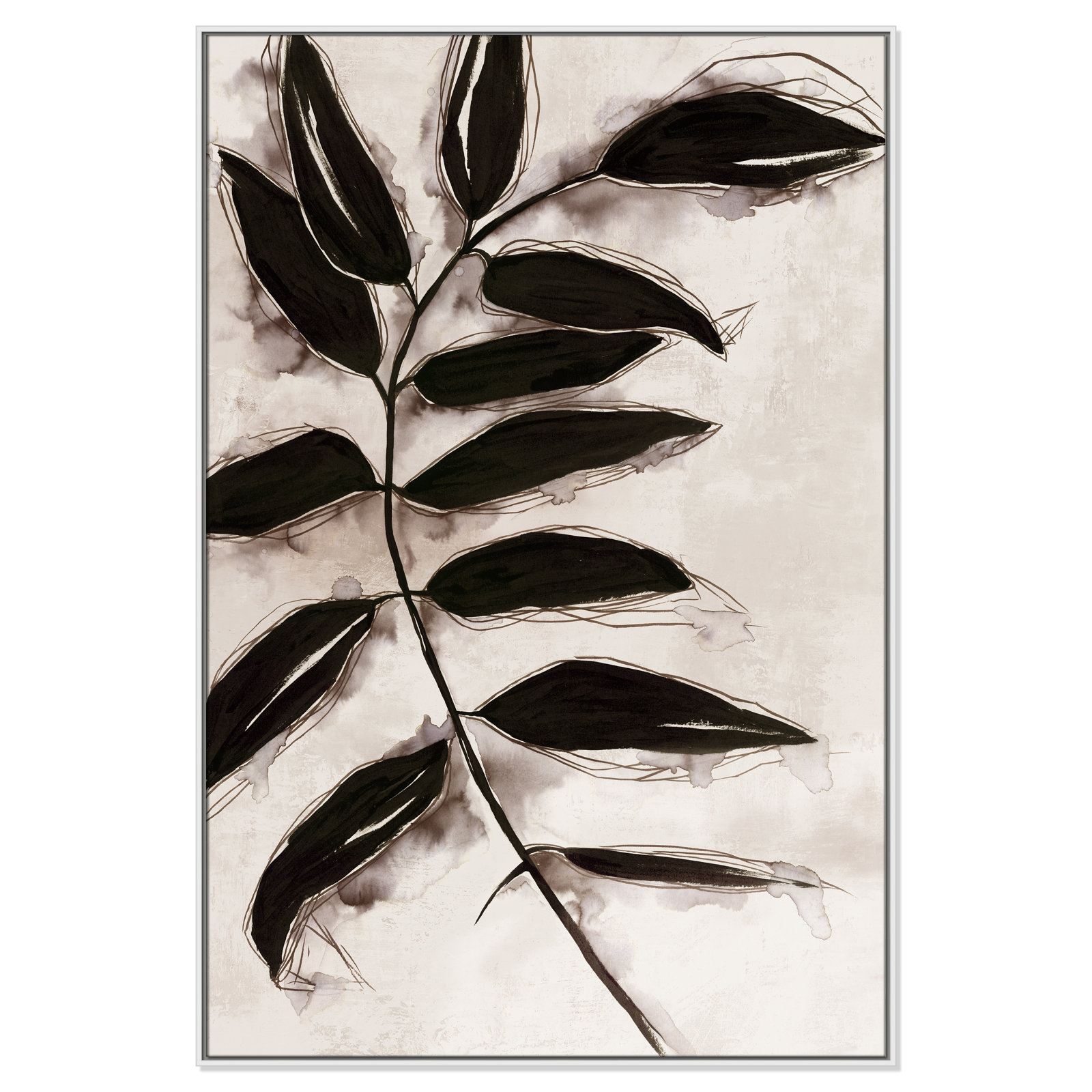 Leaves "Leaves II" Print, 61.5" H x 41.5" W x 2" D, White Framed