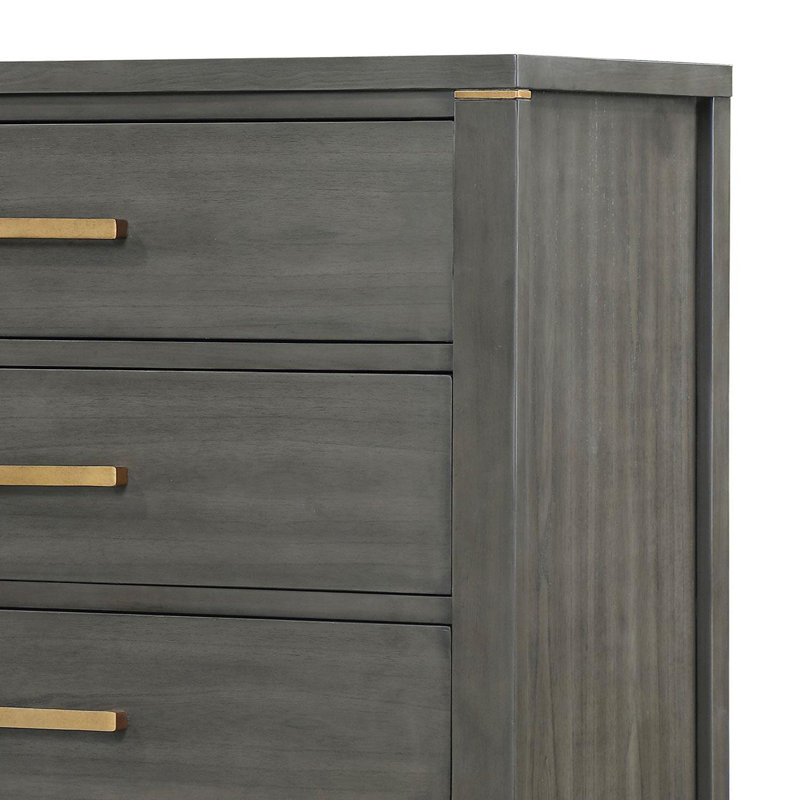 Commode de chambre à 5 tiroirs Gris
